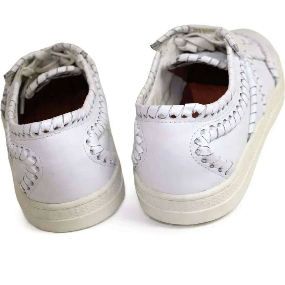 Alaia Tacco White Leather Bold Overcast Accent Stitch Lace-Up, Size 36 (US 6)